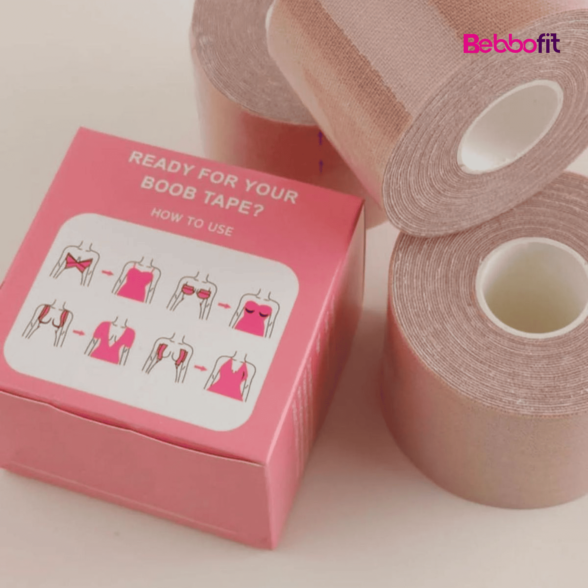 Invisible Boob Lift Tape for Women with Nipple Covers | Strong Breast Support for Backless, Strapless & Deep Neck Dresses | Waterproof, Sweatproof, Skin-Friendly Body Tape | Nude