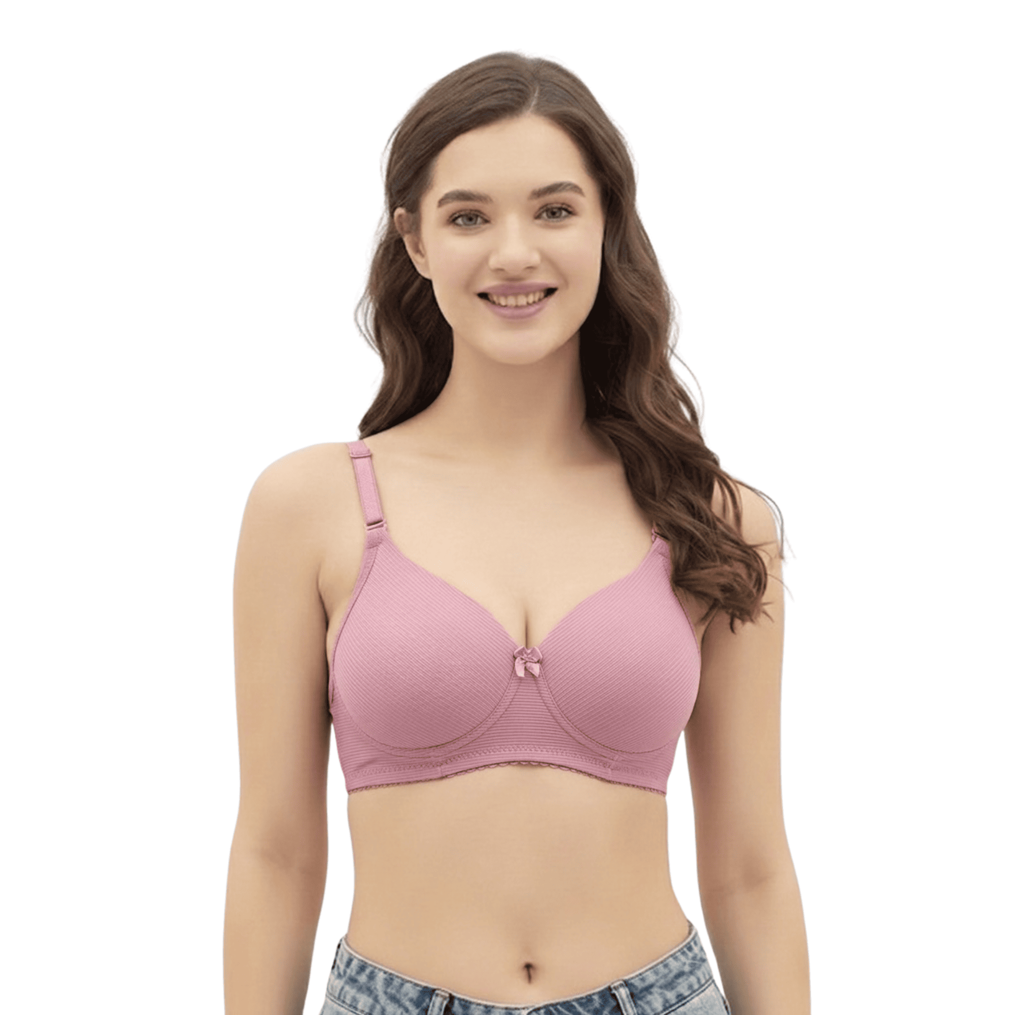 Women’s T-Shirt Bra ribbed pattern | Lightly Padded Seamless Wired Bra with Adjustable Straps | Soft & Breathable Polyester Fabric | Smooth Full Coverage Everyday Innerwear for Women