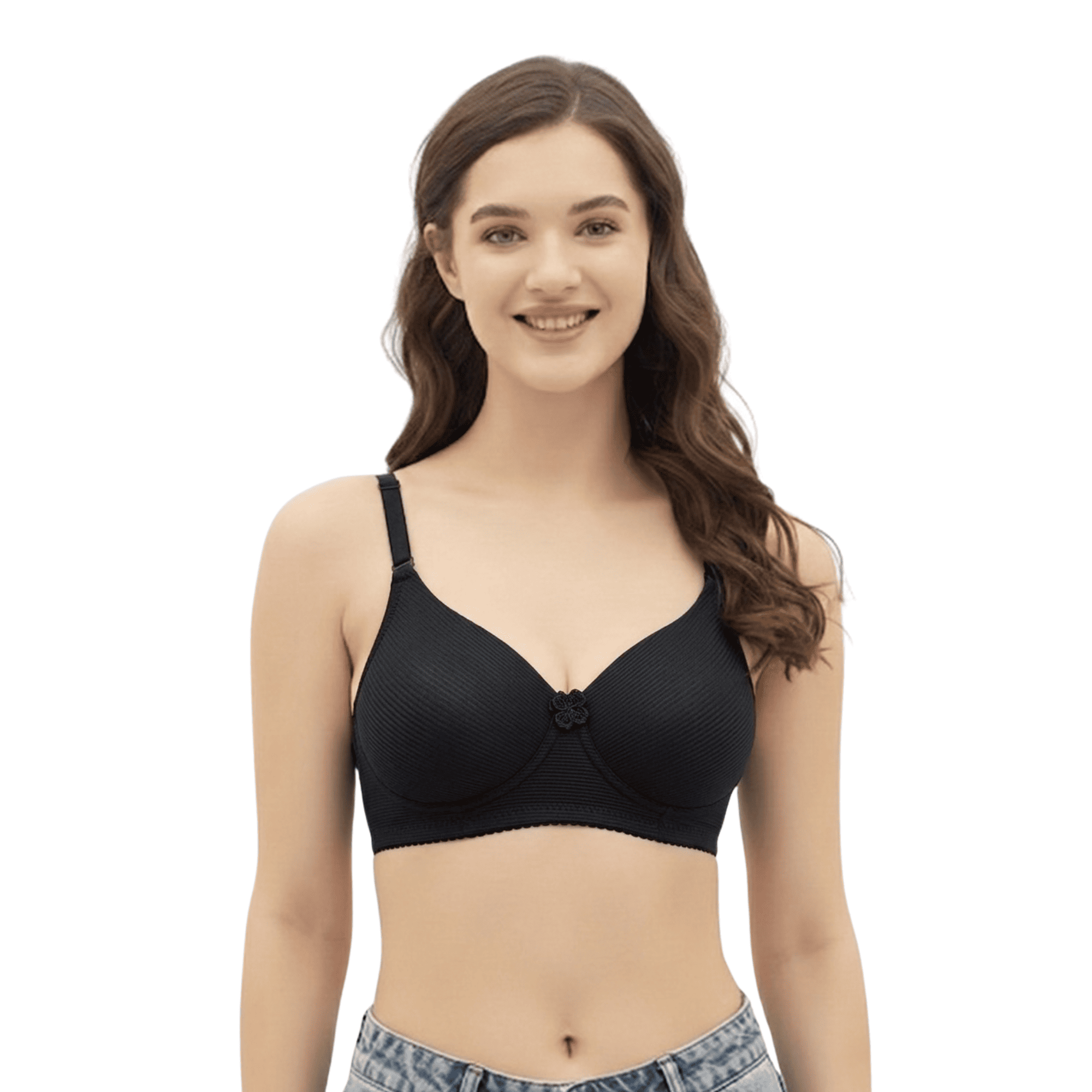 Women’s T-Shirt Bra ribbed pattern | Lightly Padded Seamless Wired Bra with Adjustable Straps | Soft & Breathable Polyester Fabric | Smooth Full Coverage Everyday Innerwear for Women