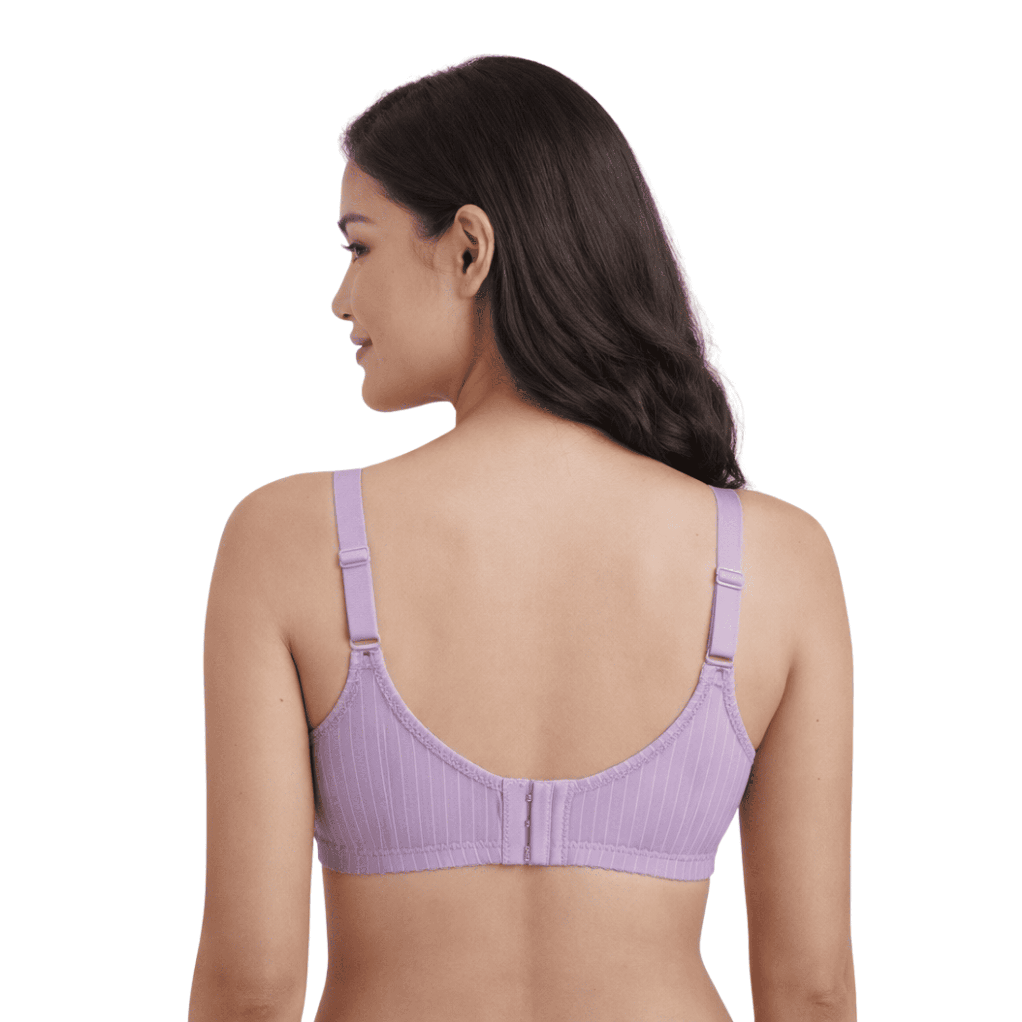 Women Pinstripe Padded T-shirt Bra with Cloud Foam Cups | Full Coverage, Adjustable Straps & Smooth Back Support